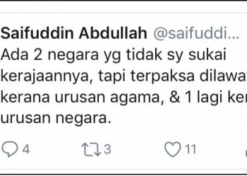 SAIFUDDIN TIDAK WAJAR KELUAR KENYATAAN TIDAK SUKA DUA NEGARA