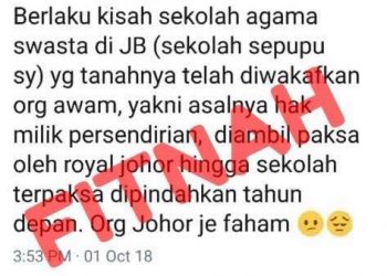 SULTAN IBRAHIM DUKACITA FITNAH TERHADAP KELUARGA DIRAJA JOHOR