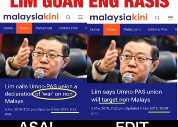 LIM GUAN ENG KATA KERJASAMA UMNO-PAS ADALAH “DECLARE WAR ON NON MALAYS”