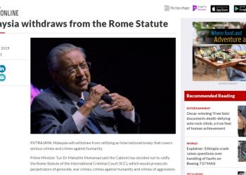 TUN MAHATHIR: MALAYSIA TARIK DIRI DARI PERJANJIAN STATUT ROM