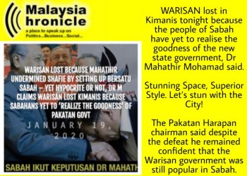 APA MAHATHIR KATA MENGENAI KEKALAHAN PARTI WARISAN DI KIMANIS, SABAH
