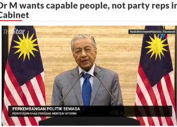 MAHATHIR MAHU KABINET BERDASARKAN KEBOLEHAN INDIVIDU