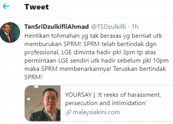 SPRM PANGGIL GUAN ENG 3 PETANG, GUAN ENG MINTA TANGGUH KE 10 MALAM