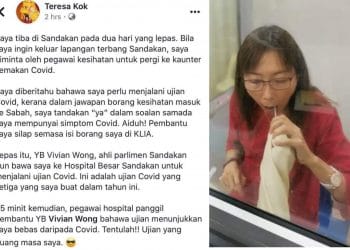 TERESA KOK POSITIF COVID-19 KERANA SALAH ISI BORANG, ANGKUH KATA UJIAN BUANG MASA