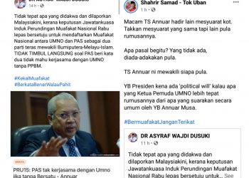 ANNUAR MUSA PERLU SEGERA JELASKAN PENDIRIAN ATAU MEMINTA MAAF