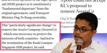 HSR DIBATALKAN KERANA KERAJAAN PN MAHU HAPUSKAN ASSETSCO – KERAJAAN SINGAPURA