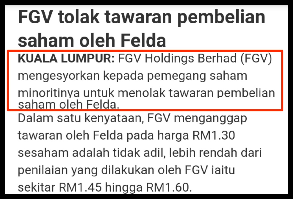 Harga saham fgv