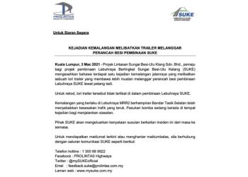 TRELER REMPUH JAMBATAN LEBUH RAYA SUKE, DUA MAUT