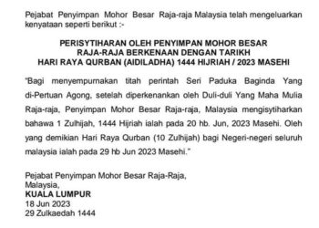 HARI RAYA AIDILADHA JATUH PADA 29 JUN 2023