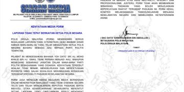 KENYATAAN MEDIA PDRM TERKAIT LAPORAN TIDAK TEPAT SINAR HARIAN TERHADAP KPN BAHARU